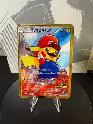 Pikachu Mario Japanese Pokemon Premium Gold Metal Card Collectible Gift Display