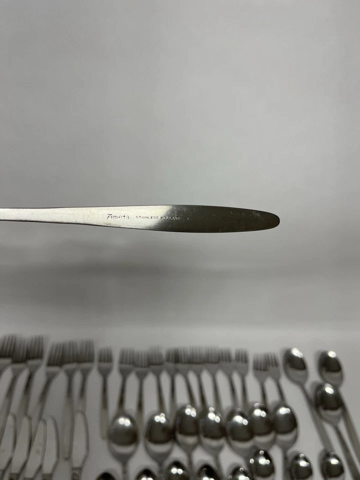 Lote 55 cubiertos Amefa Tulip Time acero inoxidable Holanda lote Foto 2 de 4