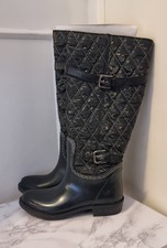 Posh Wellies UK3 EU36 'Sapphire' Black Quilted Wellies Wellington Boots Boxed