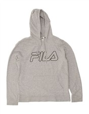 FILA Mens Graphic Hoodie Jumper Large Grey Cotton AH01