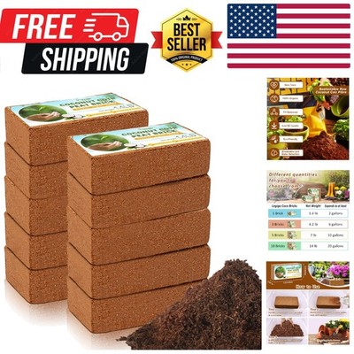 Pack of 10 Organic Coco Coir Bricks- 100% Natural Compressed Coco Peat Brick ...