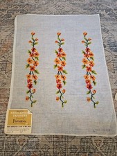 Vintage Paragon Needlepoint Canvas Preworked Floral Tapestry 5214 24x18 Wool