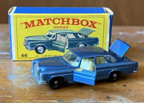 Vintage Lesney Matchbox 46 Mercedes 300 SE Coupe Toy Car w/ Original Box