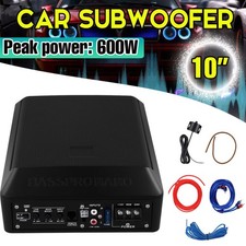 10" 600W Untersitz-Aktiv-Subwoofer + Kabelset Auto Verstärker Lautsprecher DE