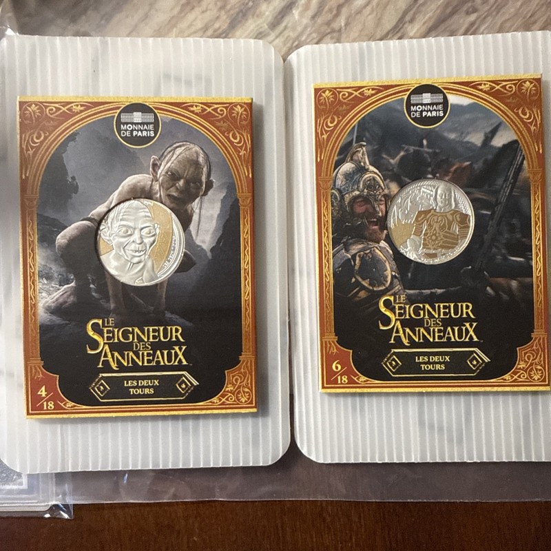 New Lot Of 2 Silver Lord of The Rings Silver Coin €10 13 Grams Monnaie De Paris