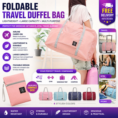 Foldable Travel Duffel Bag Large Carry On Weekend Gym Sports Overnight Bag