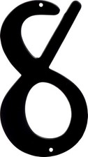 Die Cast Aluminum House Number 8 4-inch Nail-On Black Finish Classic Font