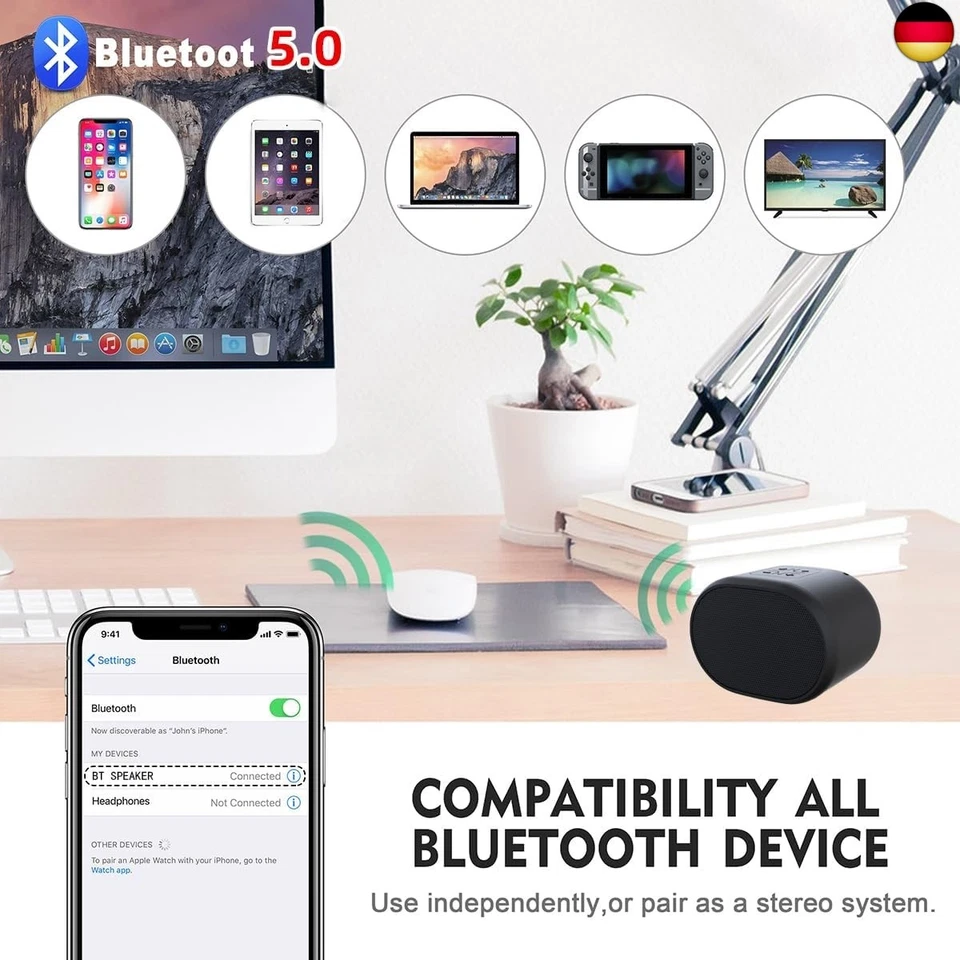 Bluetooth Lautsprecher Mini Speaker klein Musikbox tragbar TF - Bild 2 von 4