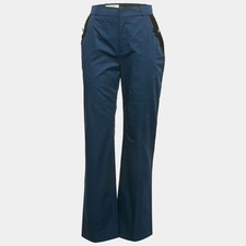 Valentino Navy Blue Cotton Embellished Pocket Trousers M