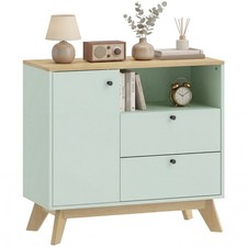 HOMCOM Sideboard, 80 cm Buffet Cabinet with 2 Drawers, Light Green and Oak