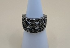 Vintage 925 Sterling Silver Marcasite Design Ring / Size7.25