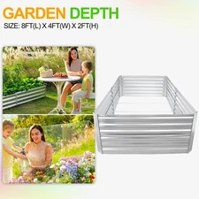 Galvanized Raised Garden Bed 8x4x2ft Garden Planter Box Flower Vegetable Outdoor