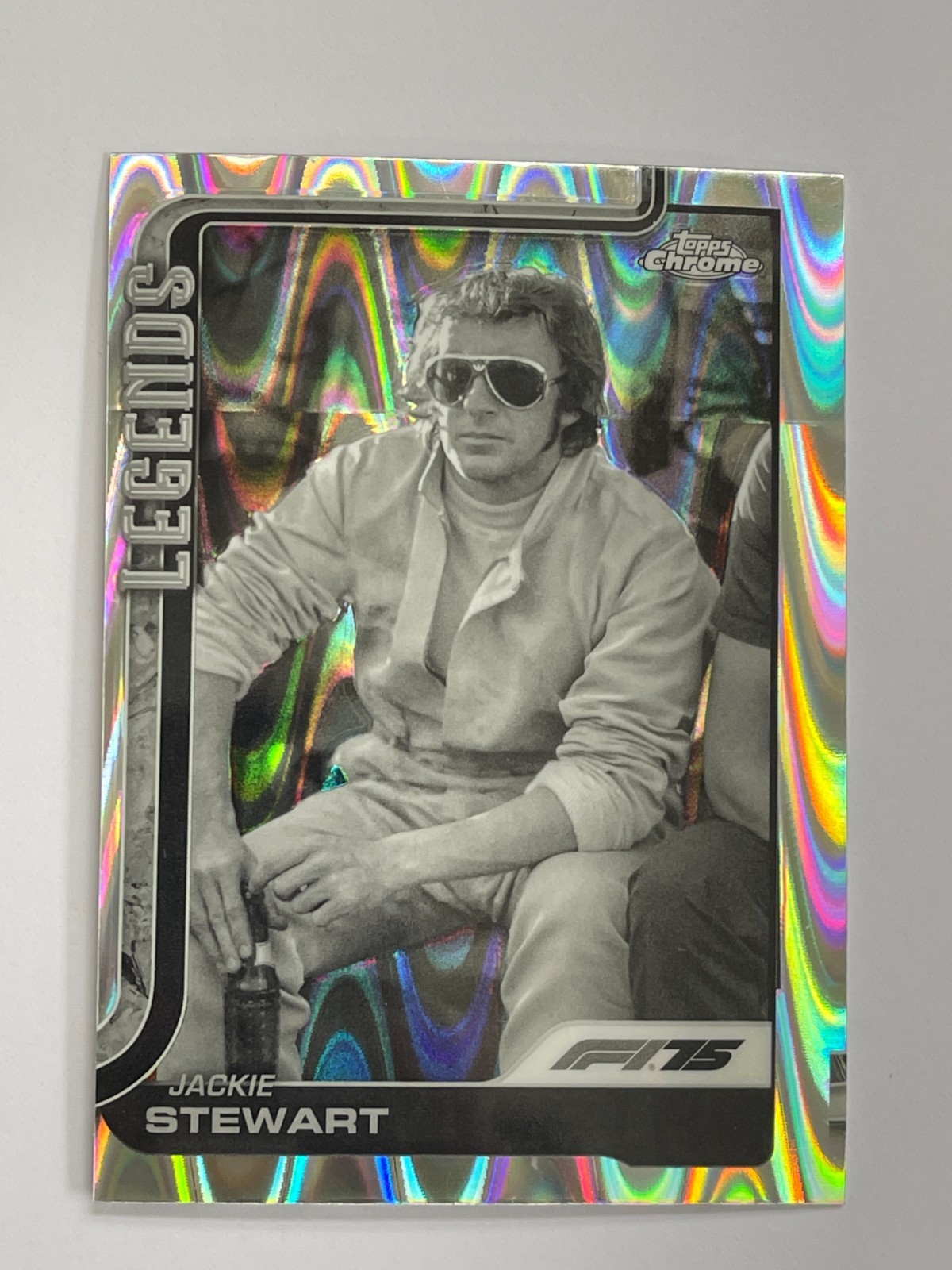 2025 Topps Chrome F1 Jackie Stewart Legends Black & White Raywave Refractor #154