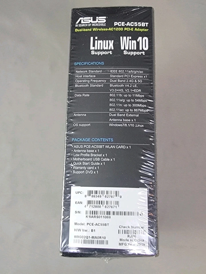 New Sealed ASUS PCE-AC55BT PCI-E Dual-Band AC1200 PC Wireless Wi-Fi Adapter - Image 3 of 4