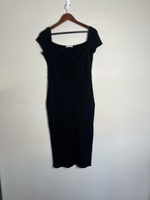 Reformation Jeans Ribbed Dress Size Extra Large Black Short Sleeve Mini Stretchy