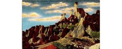 Hells Half Acre WY Postcard Kropp Litho 1940s Natrona County Pastel Badlands