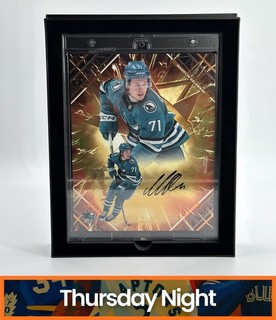 2025 FANATICS EMANATE UNDER WRAPS MACKLIN CELEBRINI ORANGE SIGNED AUTO SP /25 
