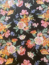 Vintage  Jersey Knit Floral Peter Pan Fabric 2 Yds 32” X 58” Rare Find