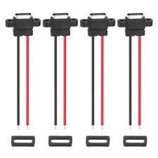 4Pack Type-C Female USB-C Plug to 2 Pin Bare Wire Connector Vertical Terminal 