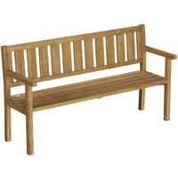 Gartenbank 3-Sitzer Wetterfest Holzbank Mit RüCkenlehne Armlehnen, Holz Teak