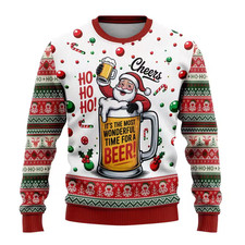 Santa Claus Christmas Sweater, Funny Beer Holiday Jumper