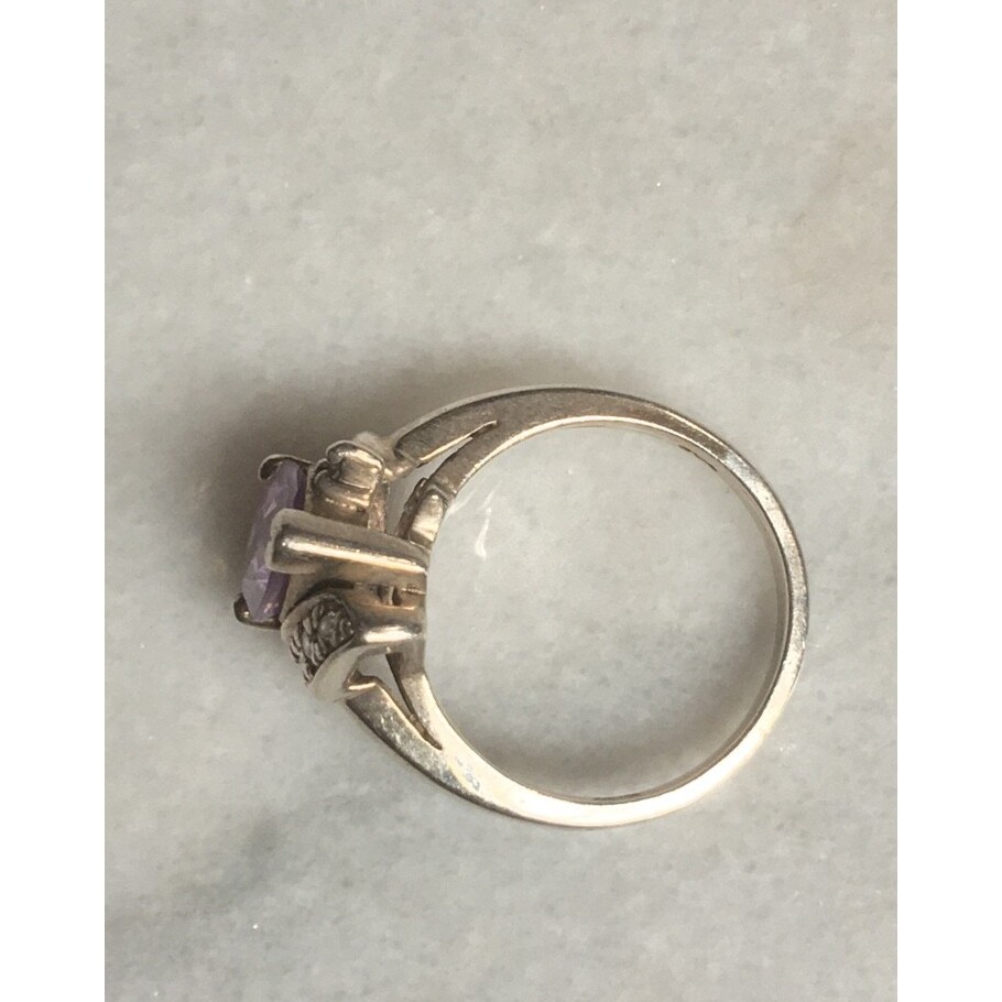 SOLID 925 STERLING SILVER CLEAR & AMETHYST COLORE… - image 5