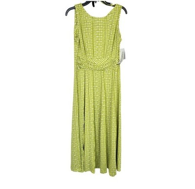 Perceptions New York Lime White Sleeveless A-Line Dress Long Midi NWT Women s