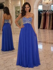 Decode 1.8 Blue Sweetheart Beaded Bodice Long Gown Prom Dress Size 4