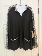 Chico s CoziSoft Black Cheetah Print Jacket Size 3 US XL/16 NWT