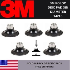 3M Roloc Disc Pad 14216 3" Diameter Internal Attachment Hard Black - Pack of 5