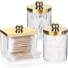 10Oz Cotton Ball Holder 7Oz Qtips Dispenser, Bathroom Container Organizer for St