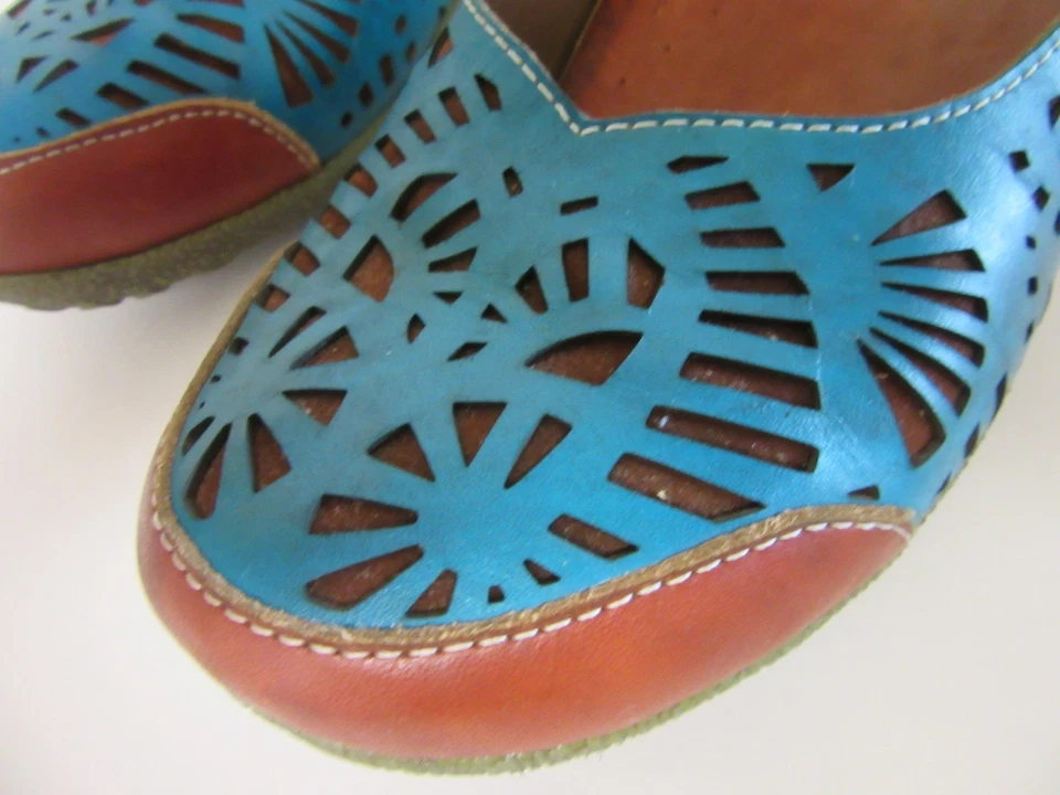 Zuecos L'Artiste Spring Step 41 cuero verde azulado Mary Jane zapatos cómodos US9-5/10 Foto 2 de 4