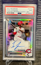 2021 Bowman Chrome Ivan Johnson 1st Rookie Refractor Auto #d 267/499 PSA 9