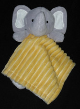 SL Home Fashions Yellow White Gray Elephant Security Blanket Lovey Safari Ribbed