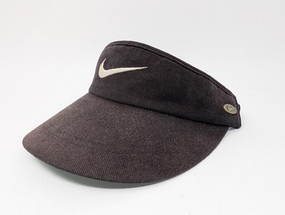 VTG Nike Hat Visor Strap Back Mens One Size Black Twill Swoosh Logo Sports Golf