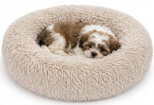 Hundebett Katzenbett 55cm Rund Shaggy Plüschbett Weich Donut Anti-Stress Haustie