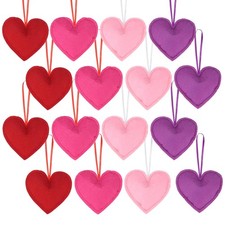 HSONAIGEE 24 Pieces Felt Heart Hanging Ornaments, Red, Pink, Rose, Purple
