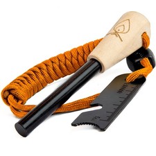 Texas Bushcraft Fire Starter - 3/8" Thick Ferro Rod with Striker Burnt Orange