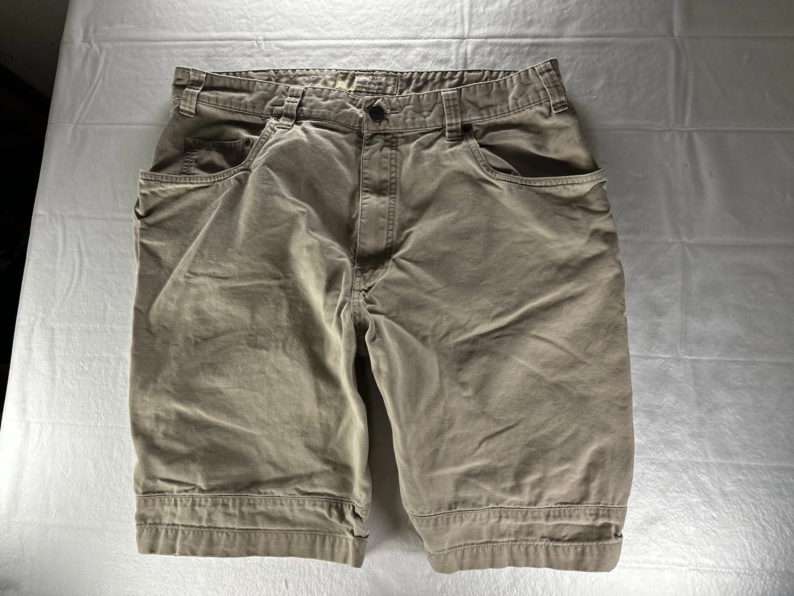 VTG Cherokee Chino Shorts Mens 38W Tan Khaki 100% Cotton Belt Loops Workwear