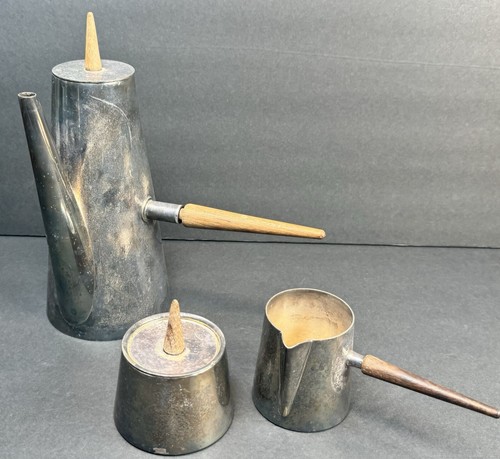 Made In Italy Kalmar? MCM Vintage Metall Kaffee/Teekanne Set & Milchkännchen & Zucker - Bild 2 von 22