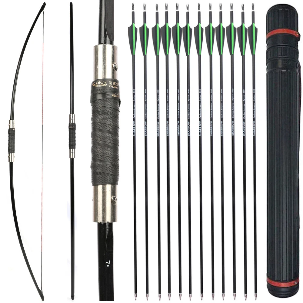 65" Traditional English Longbow 25-70lbs Takedown Straight Bow Archery Hunting
