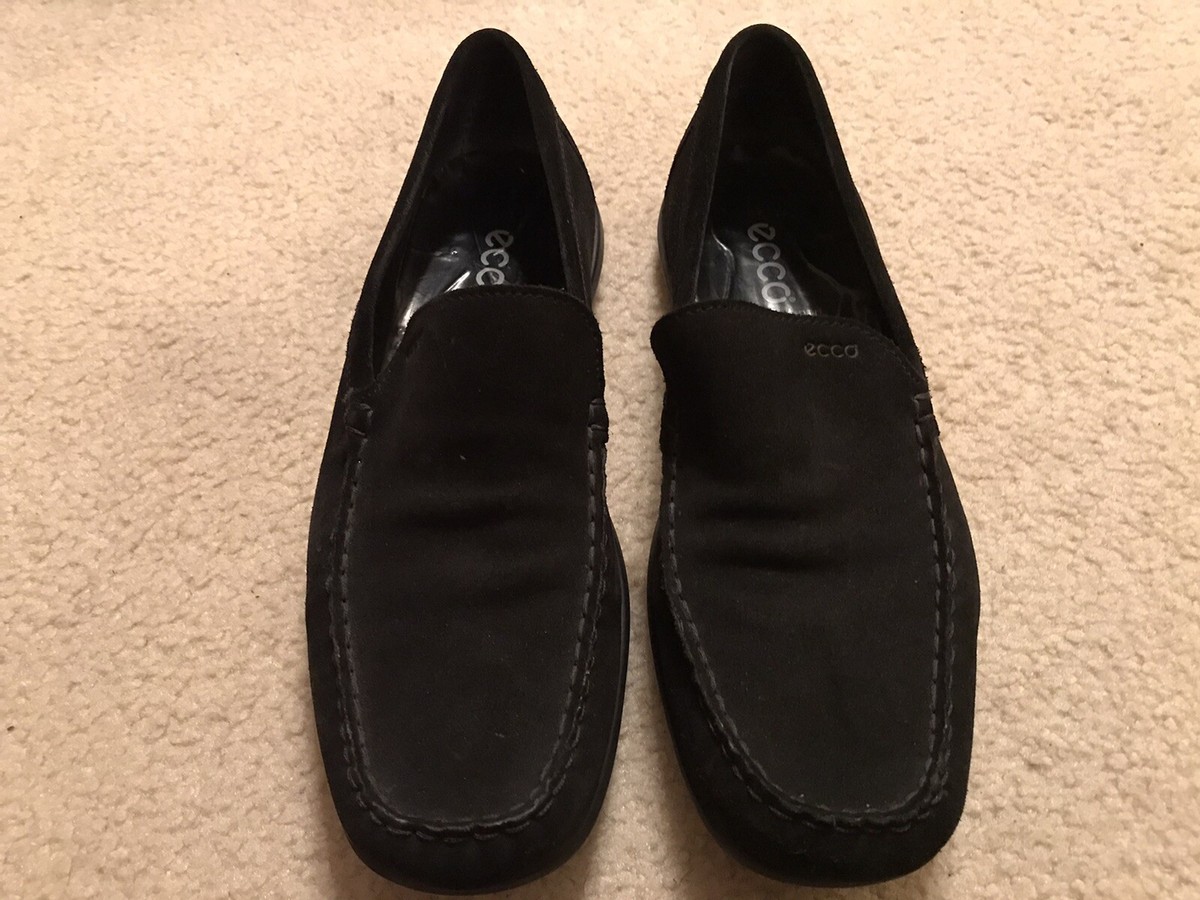 Mens Ecco Black Suede Extra Width Loafers Sz 45 EU/11-11.5  display picture 3