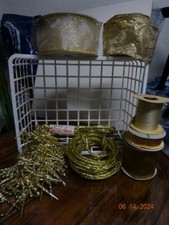 Christmas Ribbon Gold Wire Edge Garland Rope Craft Lot Of 8