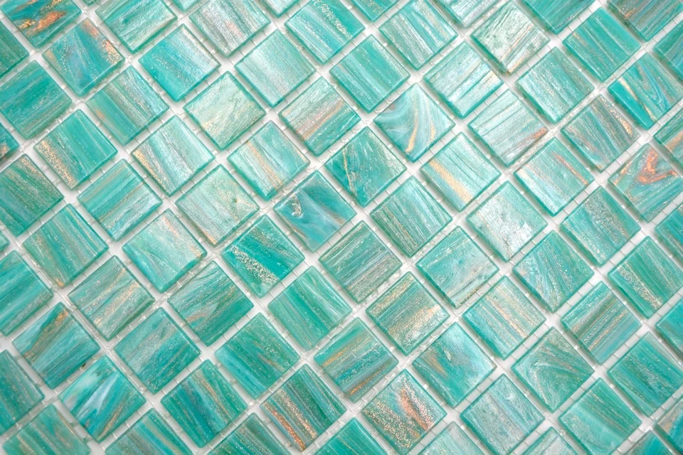 Mosaïque en Verre Glasmosaik Carrelage Vert Turquoise Cuivre Changeant 230-G65_P - Photo 4/4