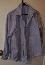 Unbranded Women's Size M White/blue Striped Pattern Button Up Shirt  