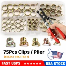 75Pcs Hose Spring Clamp 6-10mm Fastener Fuel Water Line Pipe Air Tube Clip/Plier