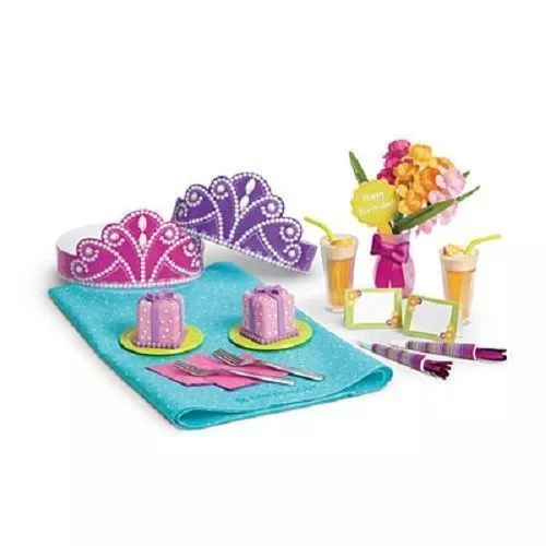 NIB American Girl Happy Birthday Set Cake Flowers Drinks