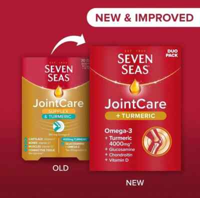 Seven Seas Gelenkpflege + Kurkuma 4000mg | Omega 3 Glucosamin - 30 Tage Duo Pack