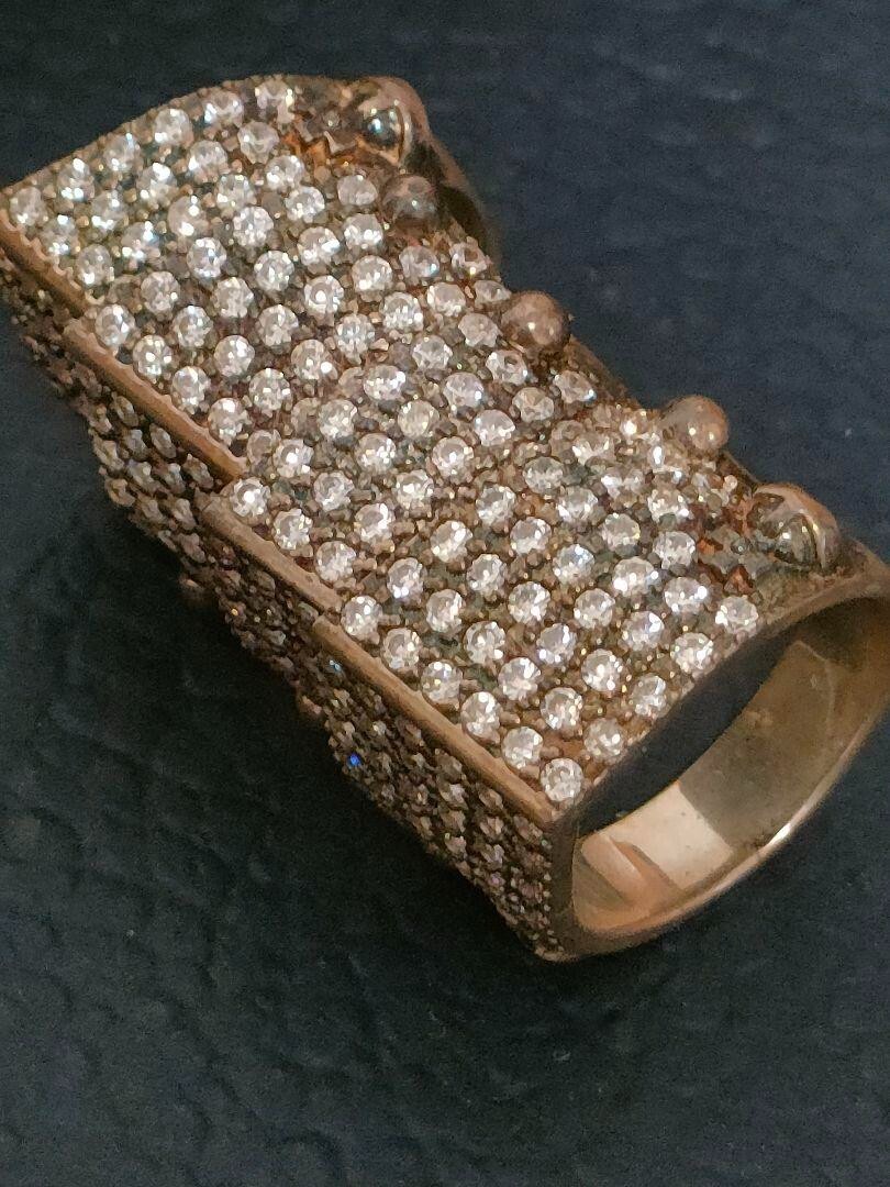 Vivienne Westwood Armor Ring Diamante Rhinestone Silver 925