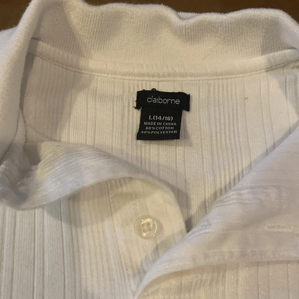 CAMISA ESTILO POLO MANGA CORTA CLAIBORNE NIÑOS TALLA GRANDE 14/16 BLANCA Foto 2 de 2